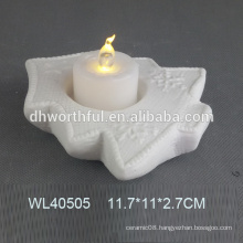 White porcelain crafts ceramic christmas candle holder with snowflake design